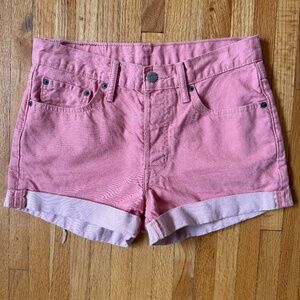 Levis 501 Pink Cuff Denim Shorts